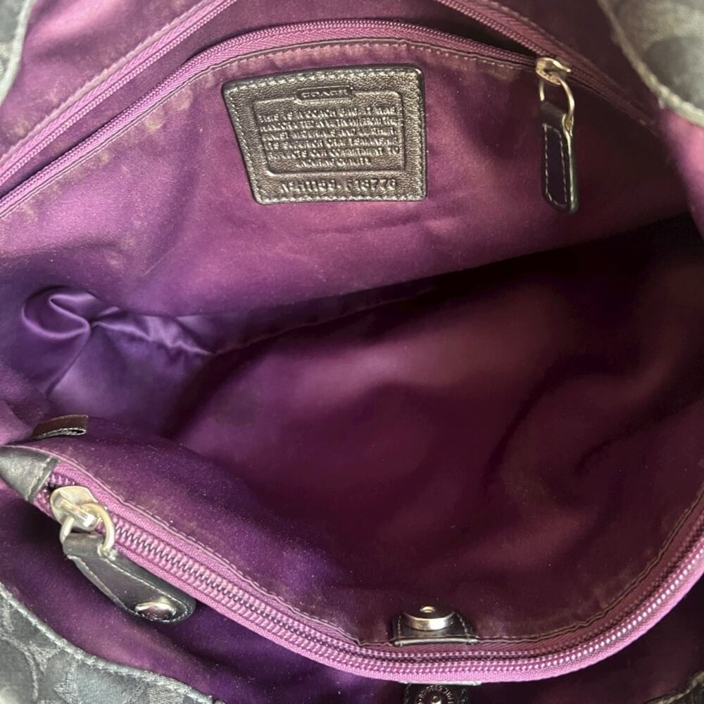 Coach Ashley Signature Metallic Charcoal Satchel Two-Way - Picture 10 of 12